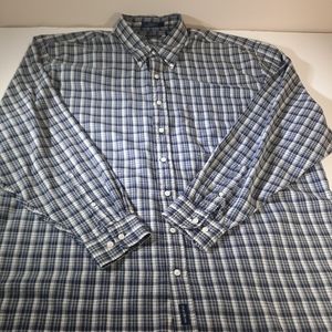 GANT Men's 2XLT Shirt  Foxhunt Blue Plaid  Long Sleeve Button-Down